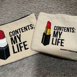 Cream Cosmetic Bag with Lipstick Graphic